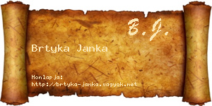 Brtyka Janka névjegykártya